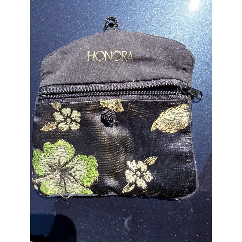 Honora‎ Collection Floral Silk Jewelry Travel Pouch Zip & Drawstring